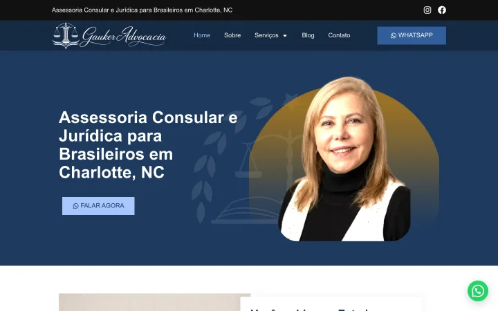 P&aacute;gina inicial do site de Elizabeth Gauker, constru&iacute;do pela Pier Digital