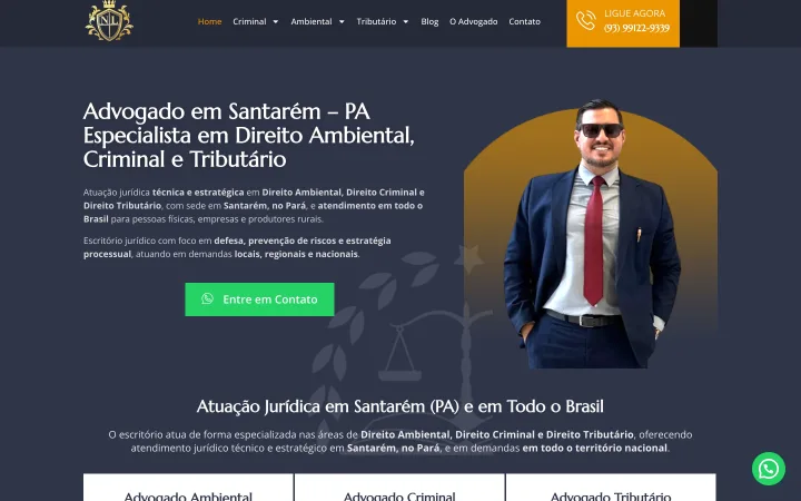 P&aacute;gina inicial do site de Nadalon Advocacia, constru&iacute;do pela Pier Digital