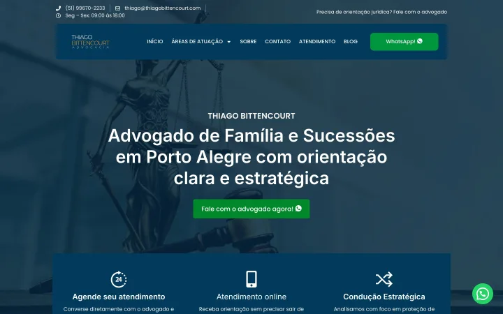 P&aacute;gina inicial do site de Thiago Bittencourt, constru&iacute;do pela Pier Digital